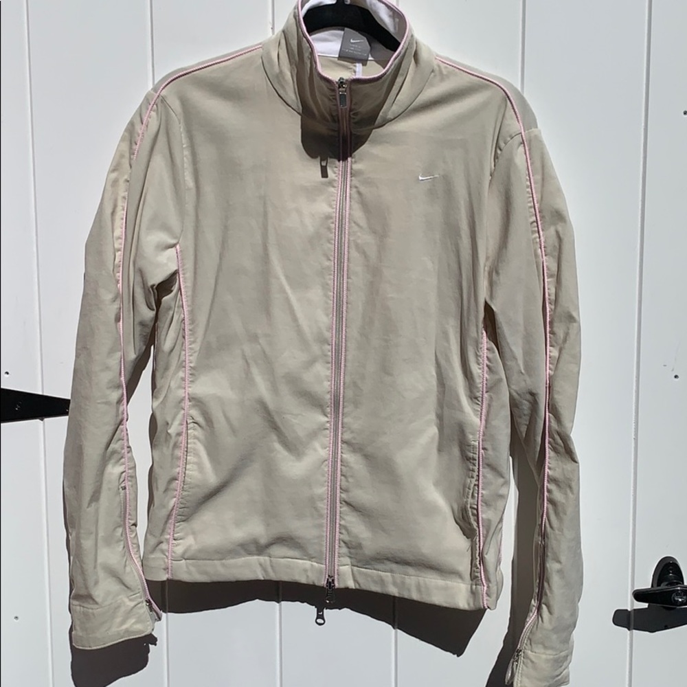 Nike lightweight jacket. Tan/pink. Size small